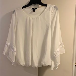 white bell sleeve dress shirt